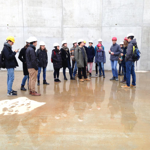 Baustellenbesichtigung GMS durch Studierende der Bauhaus-Universität Weimar, © Dr. Luise Nerlich